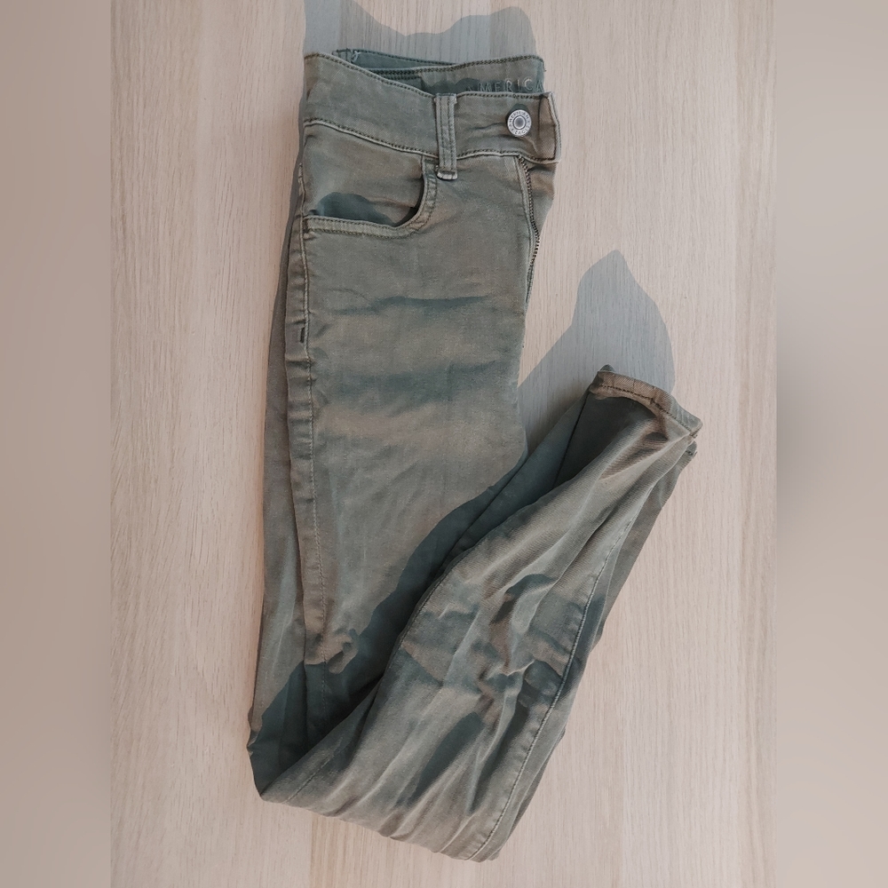 Green American Eagle Super High Rise Jeggings